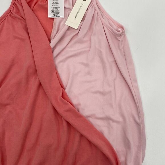Anthropologie eri+ali Wrap Surplice Crop Top Color‎ Block Pink XS New - Picture 3 of 9